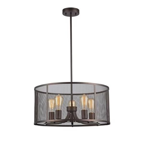 Chloe CH59065RB20-UP5 20 in. Lighting Ironclad Industrial-Style 5 Light Rubbed Bronze Ceiling Pendant - Oil Rubbed Bronze, Chloe Lighting, Mfr#: CH59065RB20-UP5